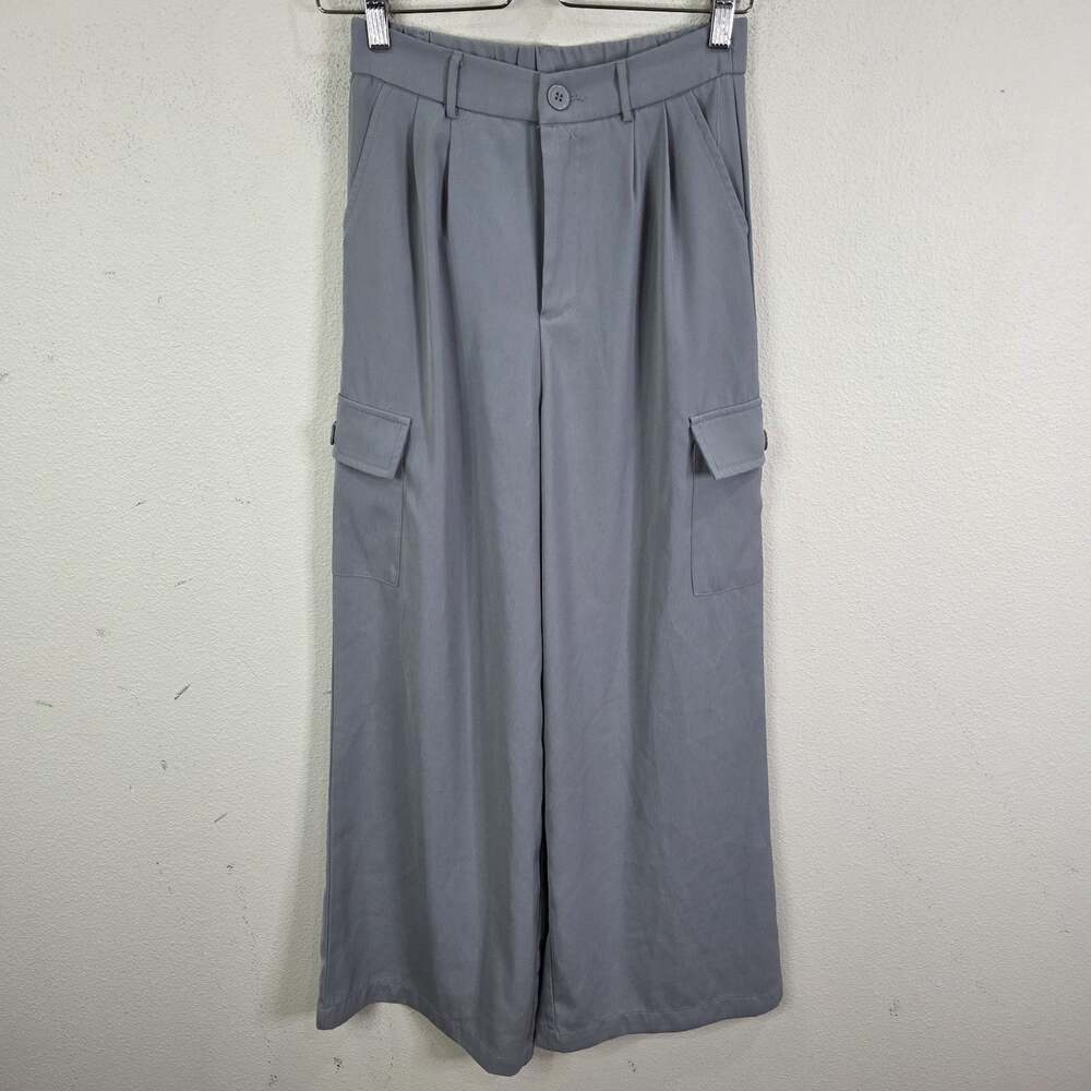 Dokotoo Womens High Waisted Wide Leg Cargo Pants Baggy Trouser Size 4 Pleated